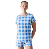 Penti Blue Gingham Şortlu Pijama Takımı, S, PN8IC3C724IY-, BE11, kadın