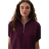 Penti Bordo İpeksi Dokunuş Silky Touch Kısa Kollu Fermuarlı Kısa Kollu Bluz