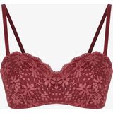 Penti Bordo Lotus Dantelli Çiçekli Pedli Sütyen - 75B