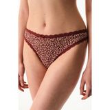 Penti Bordo Pointel Leopar Desenli Tanga - XL