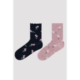 Penti Çok Renkli Girls Dark Floral 2li Soket Çorap - 35 - 37 - Beyaz