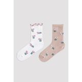 Penti Çok Renkli Kız Çocuk Floral Soket Çorap - Beyaz - 31 - 34