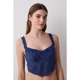 Penti Crinkle Lace Corset Lacivert Büstiyer - Mavi - 80B