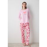 Penti Cute Hearts Pantolon Açık Pembe Pamuklu Pijama Takımı - Penti Loves Paris Koleksiyonu