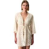 Penti Ekru Jasmine Etnik Desenli Dantelli Uzun Kollu Kimono - XS - S