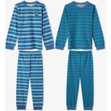 Penti Erkek Çocuk Mavi Çizgili Lovers Pamuklu Uzun Kollu 2'li Pijama Takımı - 11 - 12 Yaş