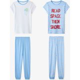 Penti Erkek Çocuk Mavi Çizgili Space Kısa Kollu 2'li Pijama Takımı - Çok Renkli - 12 - 13 Yaş