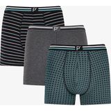 Penti Erkek Yeşil Line Geometrik Desenli 3'lü Boxer - Çok Renkli