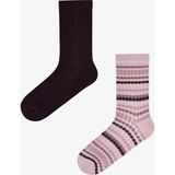 Penti Gül Vintage Lines Çizgili Pamuklu Jakarlı 2 Çift Soket Çorap - 36 - 40 - Pembe