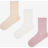 Penti Jacquard Beyaz Açık Pembe Burun Dikişsiz Pantolon Çorabı - Standart