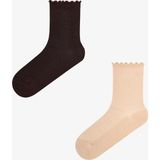 Penti Kahve Bej Classy Fırfırlı 2 Çift Soket Çorap - 36 - 40 - Kahve - Bej