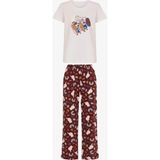 Penti Kahverengi Best Vacation Kedi Desenli Pantolon Kısa Kollu Pijama Takımı - Çok Renkli - XL