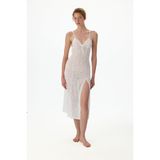 Penti Kırık Beyaz Bridal Delicate Dantelli Uzun Kollu Sabahlık