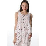 Penti Kırık Beyaz Kırmızı Kalp Atlet Pijama Üstü - XS