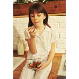 Penti Kırık Beyaz Kız Çocuk Stripes Düğmeli Gömlek Pijama Takımı
