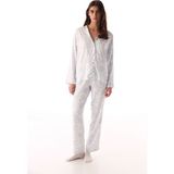 Penti Kırık Beyaz Relax Time Düğmeli Gömlek Pantolon Pijama Takımı - S