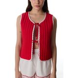 Penti Kırmızı Muhteşem Kalp Desenli Yelek Pijama Üstü - XS