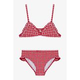 Penti Kız Çocuk Gingham Triangle Bikini Takımı, Kırmızı-Beyaz, 5-6 Yaş