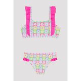 Penti Kız Çocuk Papatya Desenli Bandeau Bikini Takımı, 7-8 Yaş, Çok Renkli