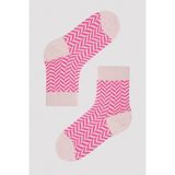 Penti Kız Çocuk Pembe Zigzag Desenli Soket Çorap - 35 - 37