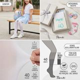 Penti Kız Çocuk Pretty Micro 40 Külotlu Çorap - Opak ve Mat - 9 - 10 Yaş - Beyaz