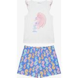 Penti Kız Çocuk Seahorse Pamuklu Pijama Takımı - 4 - 5 Yaş - Mavi - Beyaz