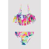 Penti Kız Çocuk Tropik Fırfırlı Bandeau Bikini Takımı - Renkli - 5 - 6 Yaş