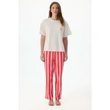 Penti Lazy Stripes Pantolon Pijama Takımı - Mercan - XL