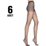 Penti Likra Fit 15 Parlak Maxi Battal Külotlu Çorap 6'lı - Siyah