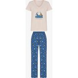 Penti Mavi Pajamas Only Aksesuar Desenli Pantolon Kısa Kollu Pijama Takımı - Çok Renkli