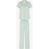 Penti Mint Aurora Saten Çiçekli Kısa Kollu Gömlek Pantolon Pijama Takımı - Çok Renkli - XL
