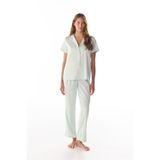 Penti Mint Aurora Saten Çiçekli Kısa Kollu Gömlek Pantolon Pijama Takımı