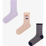 Penti Mor Gül Lacivert Kalp Ayı Pamuklu 3 Çift Soket Çorap - 36 - 40 - Çok Renkli