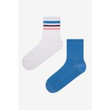 Penti Multistripe 2li Mavi Beyaz Tenis Soket Çorap