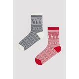 Penti New Year Deer Snowflake Gri 2li Soket Çorap - Standart