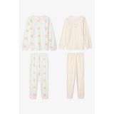 Penti Optik Beyaz Kız Çocuk Çıtır Çiçek Desenli Uzun Kollu Pamuklu 2'li Pijama Takımı