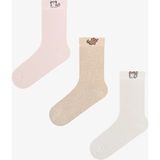 Penti Pembe Beyaz Tiny Puppies Kedi Desenli Pamuklu 3 Çift Soket Çorap - 36 - 40 - Pembe - Beyaz