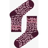 Penti Pembe Bordo Rose Leopard 2li Soket Çorap - 36 - 40