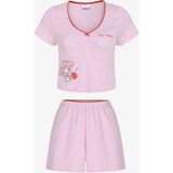 Penti Pembe Melody Pointel Baskılı Dantelli Kısa Kollu Şort Pijama Takımı - Lila