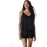 Penti Siyah Lilah Saten Puantiye Desenli Şort Pijama Takımı