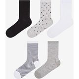 Penti Stripe Dot 5li Gri Çok Renkli Soket Çorap - Standart
