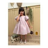 penu baby kids Lila Karolin Balon Etek Balon Kollu Kurdeleli Kız Çocuk Kız Bebek Elbise