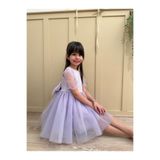 penu baby kids Lila Kısa Balon Tül Kol Altı Tütülü Kız Bebek Elbise - Cinderella
