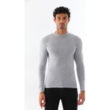 Penye Bizden Erkek Dik Yaka Slim Fit Pamuk Likra Tişört-Gri Melanj