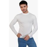 Penye Bizden Erkek Dik Yaka Slim Fit Pamuk Likra Tişört-Off White