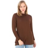 Penye Bizden Viskon Dik Yaka Tunik-Kahverengi - M