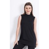 Penye Bizden Viskon Kolsuz Tunik -Siyah - 2XL