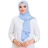 Penye Boyun Kapamalı Şal Başörtü Hazır Giyim Turban Esnek Jersey Şal Açık Mavi