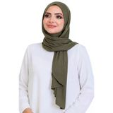 Penye Boyun Kapamalı Şal Başörtü Hazır Giyim Turban Esnek Jersey Şal Haki