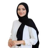 Penye Boyun Kapamalı Şal Başörtü Hazır Giyim Turban Esnek Jersey Şal Siyah
